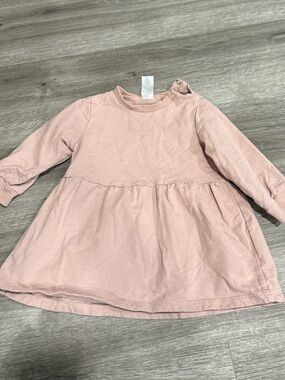 H&M Pale Pink Long Sleeve Gathered Dress